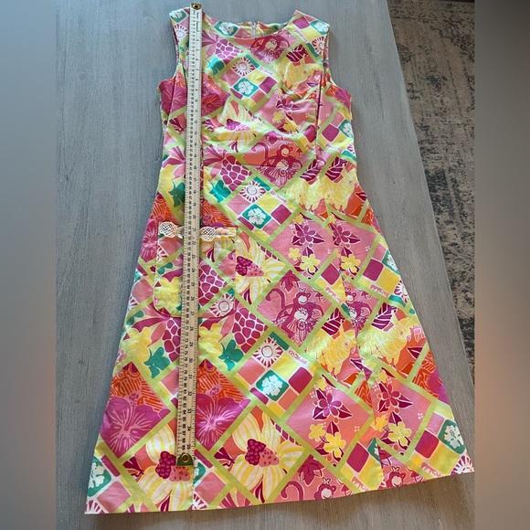 Lilly Pulitzer Rock a Hula Monkey Lined Sheath Dress Back Zip Pocket Cotton SZ 8 - Picture 10 of 10